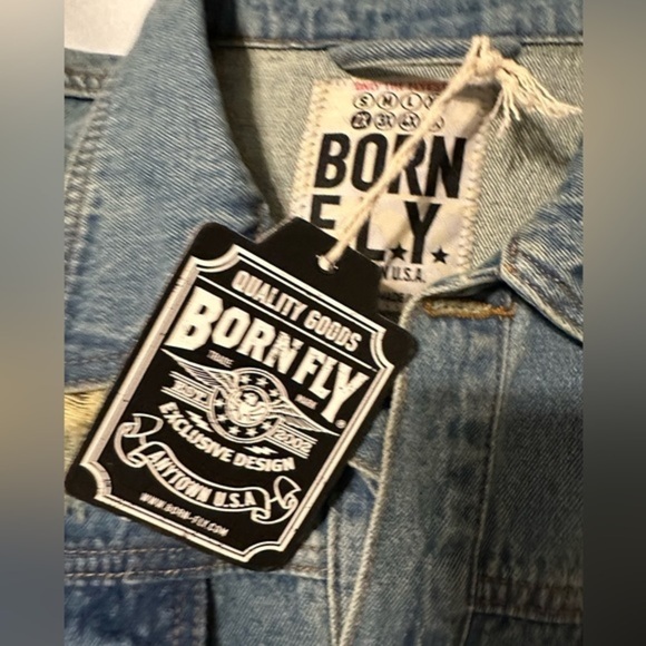 Born Fly Tint Wash Embroidered Jacket Denim Trucker Gadwall 2X Eagle New w Tags - Picture 7 of 13